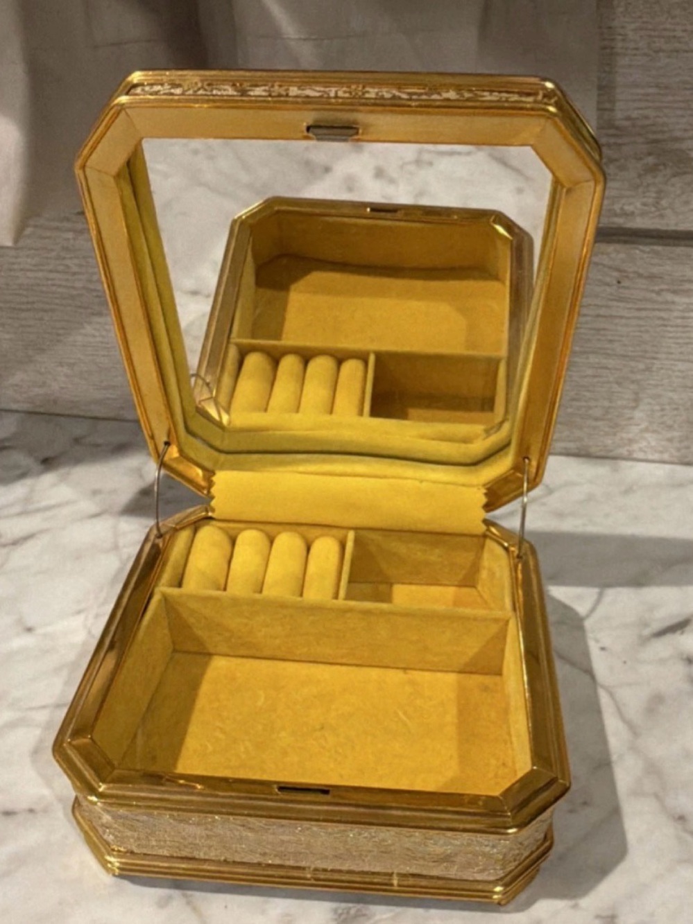 Velvet Lined Jewelry Box in Mustard Yellow